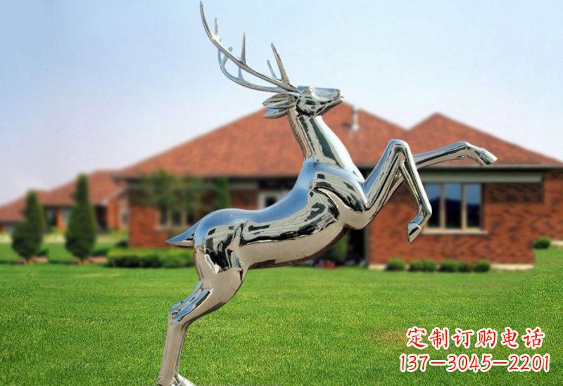 青海不锈钢公园镜面梅花鹿雕塑