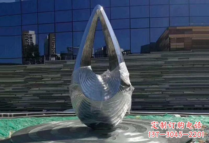 青海不锈钢空心水滴雕塑美丽的艺术之作