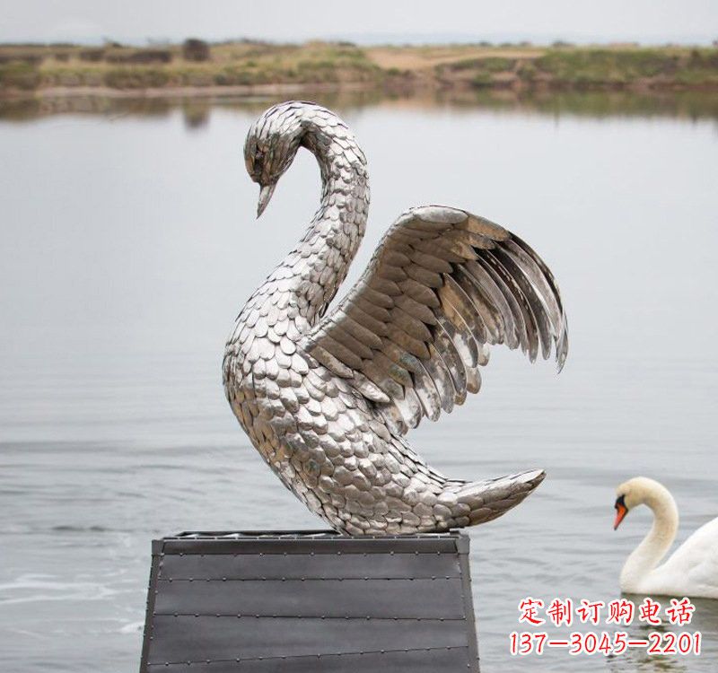 青海不锈钢雕刻的优雅天鹅