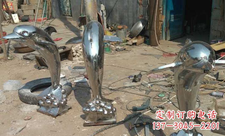 青海不锈钢海豚雕塑——美丽的海洋之灵