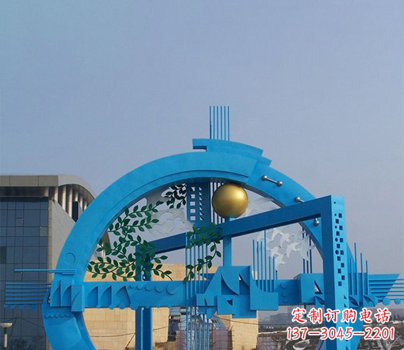 青海不锈钢拱桥雕塑美丽的艺术品