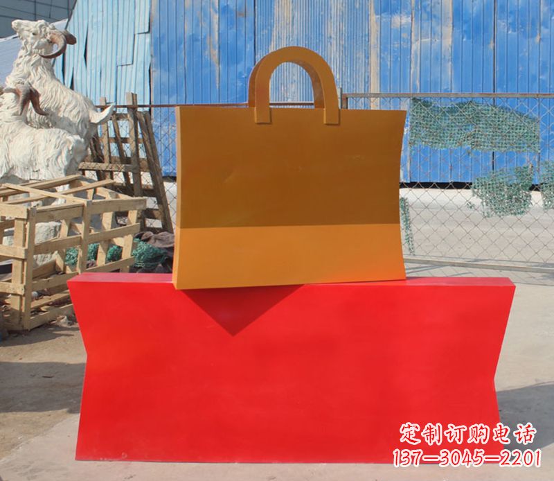 青海精美不锈钢购物袋雕塑