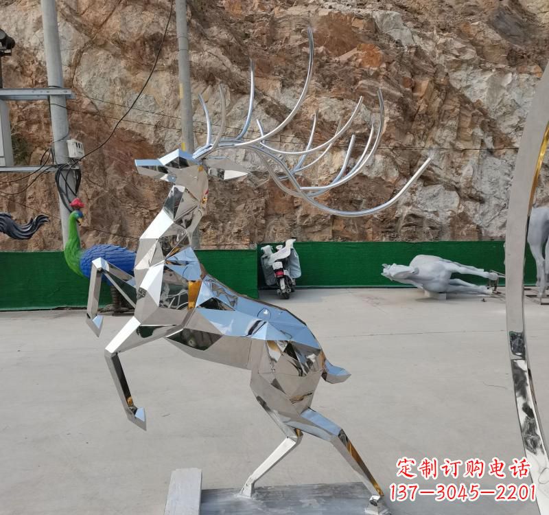 青海不锈钢广场梅花鹿雕塑