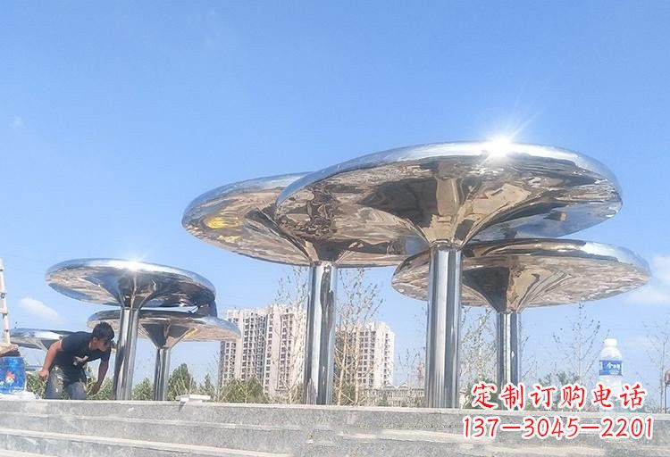 青海不锈钢广场蘑菇凉亭雕塑