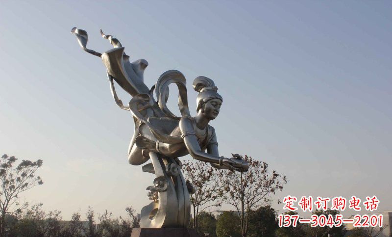 青海不锈钢广场蟠桃仙女雕塑