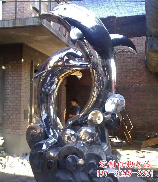 青海不锈钢海豚美观动态的雕塑