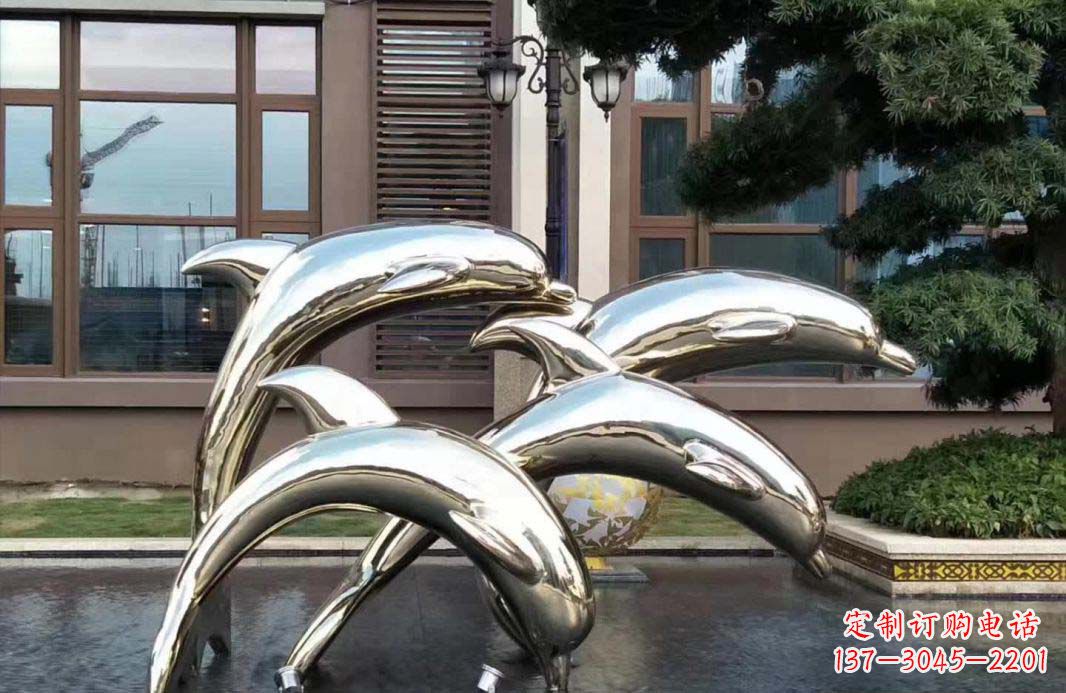 青海不锈钢海豚跳跃雕塑精美绝伦