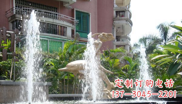 青海不锈钢海豚喷泉雕塑精美的海洋艺术