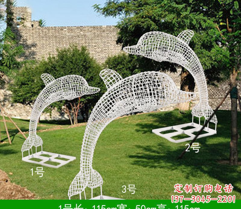 青海不锈钢海豚组合雕塑精美的艺术品