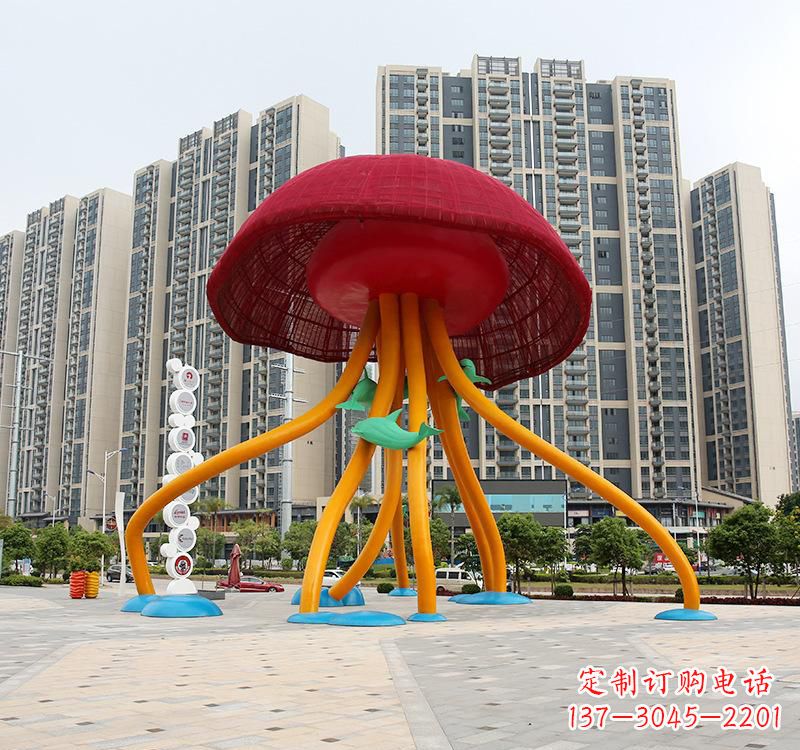 青海不锈钢海洋水母动物雕塑精美绝伦