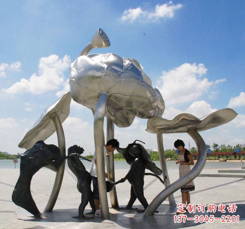 青海荷花之美——不锈钢荷花广场雕塑