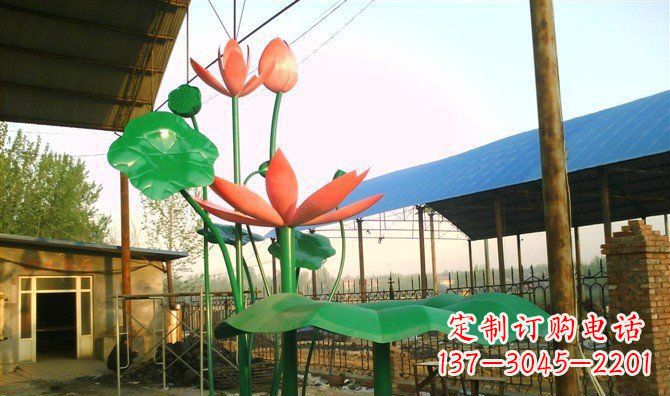 青海不锈钢荷花荷叶景观雕塑