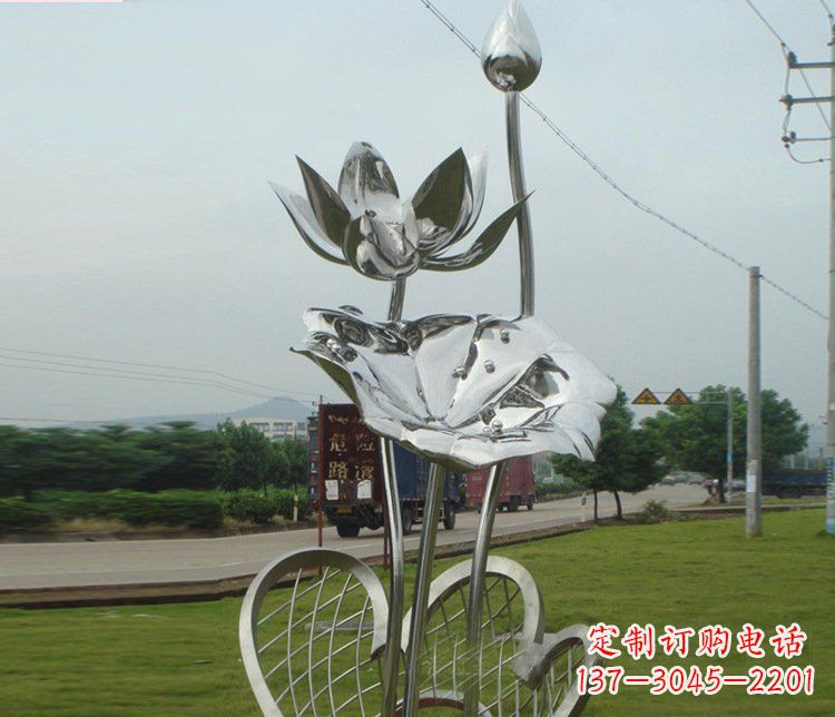 青海不锈钢荷叶荷花公园景观雕塑