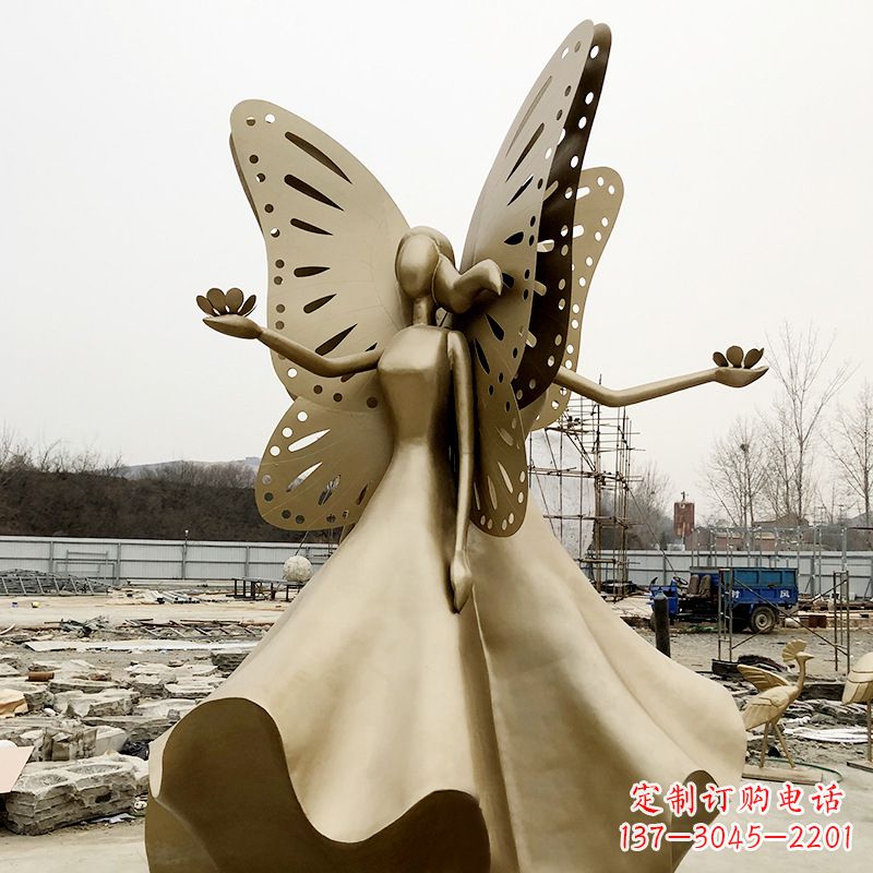 青海不锈钢蝴蝶少女雕塑