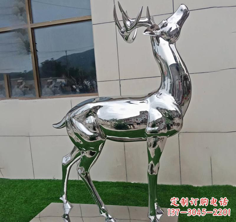青海不锈钢户外动物鹿雕塑