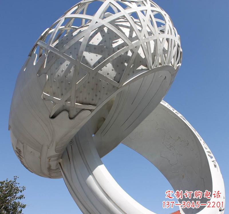 青海不锈钢户外婚庆戒指雕塑婚礼永恒的记忆