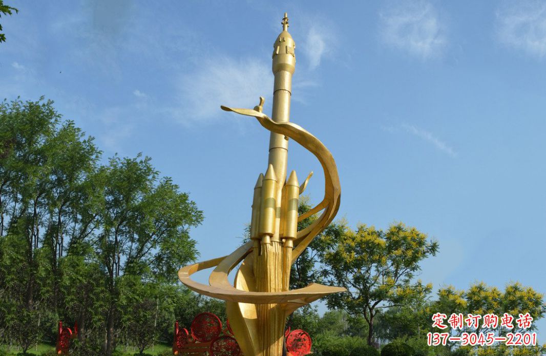 青海火箭飞向蓝天不锈钢火箭广场景观雕塑