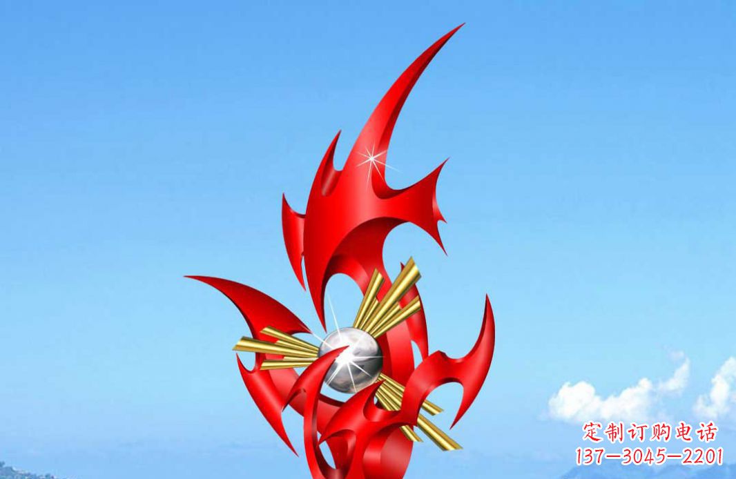 青海不锈钢火苗抽象景观雕塑给城市添彩