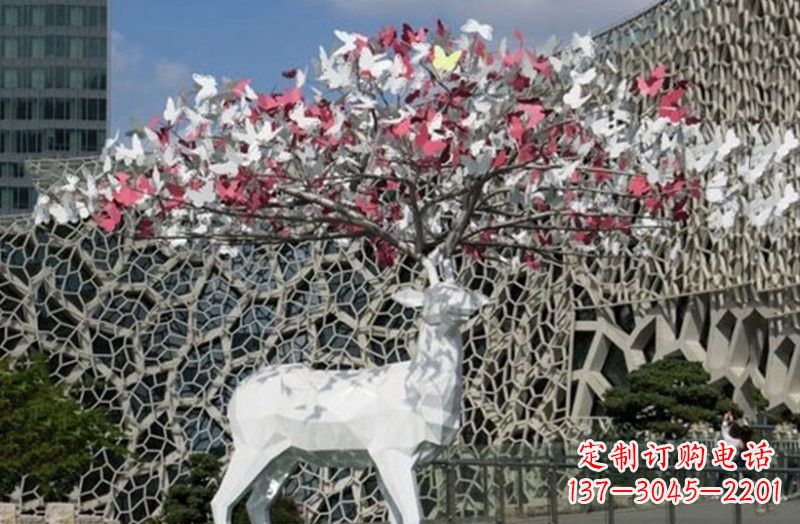 青海不锈钢几何小鹿雕塑222