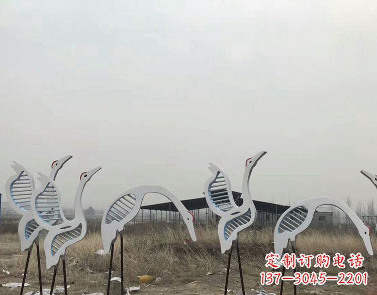青海不锈钢剪影仙鹤雕塑