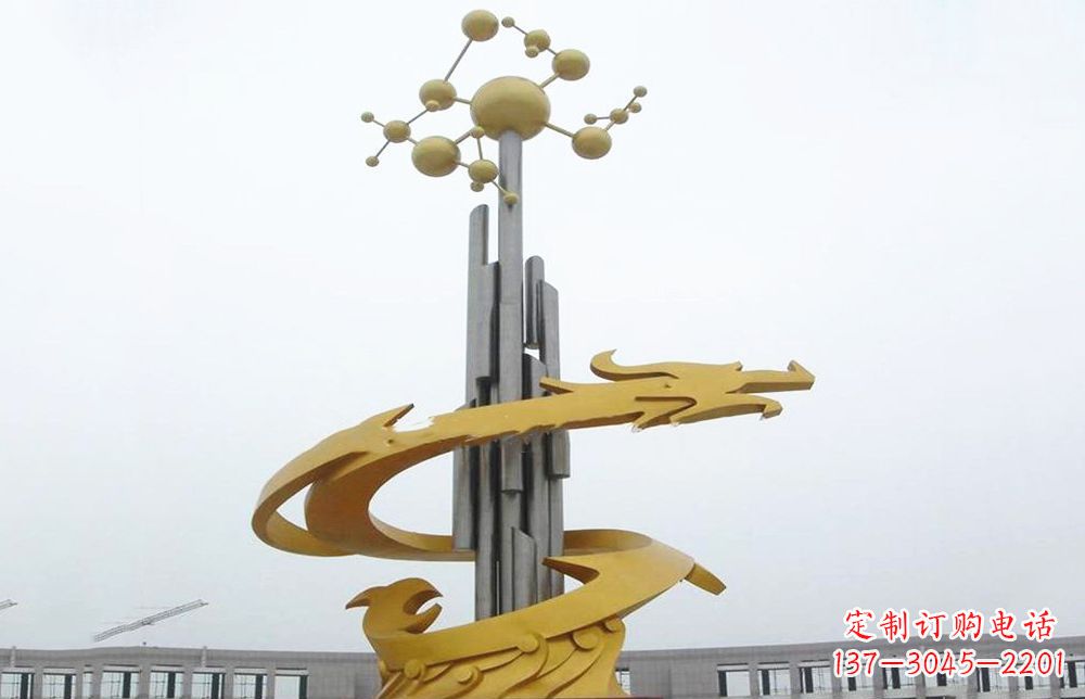 青海不锈钢龙城市景观雕塑