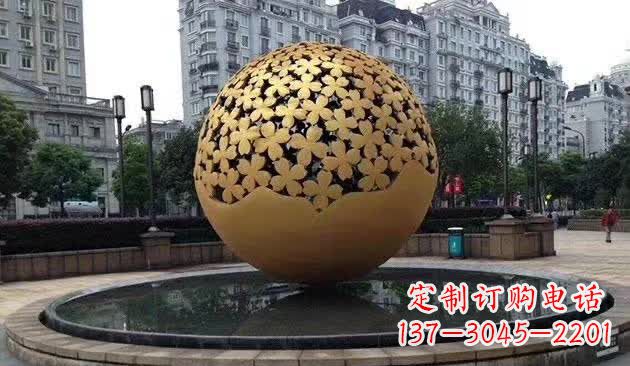 青海不锈钢镂空球喷泉雕塑——精致美观