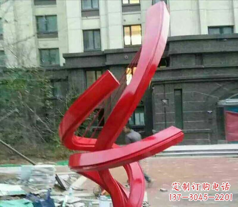 青海不锈钢螺旋飘带雕塑