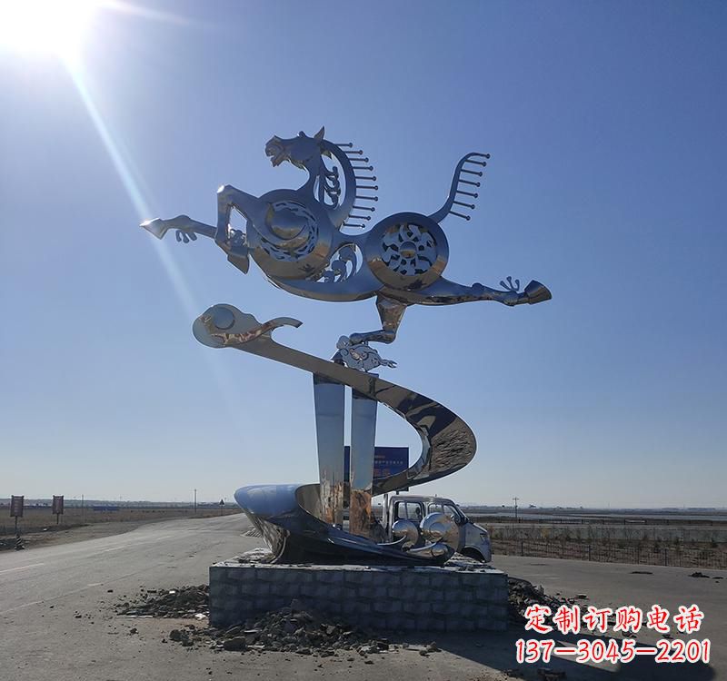 青海不锈钢马踏飞燕城市雕塑