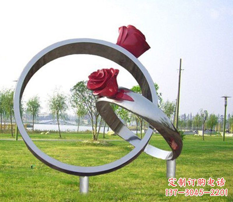 青海不锈钢玫瑰戒指雕塑