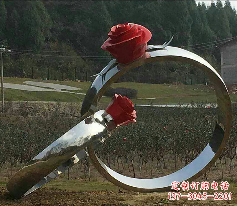 青海不锈钢玫瑰雕塑精美的艺术珍品