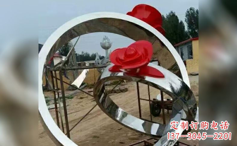 青海不锈钢玫瑰花戒指雕塑