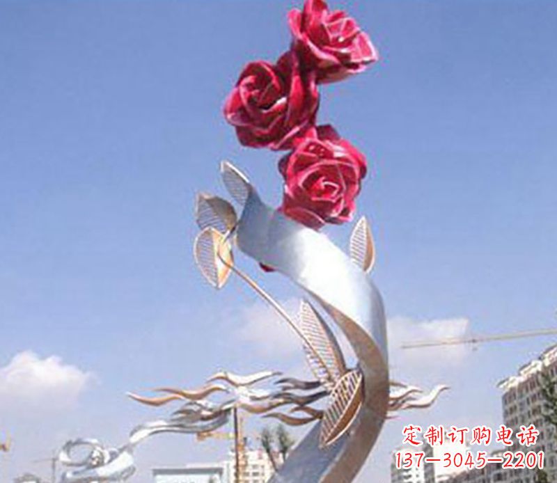 青海不锈钢玫瑰雕塑精美的艺术品