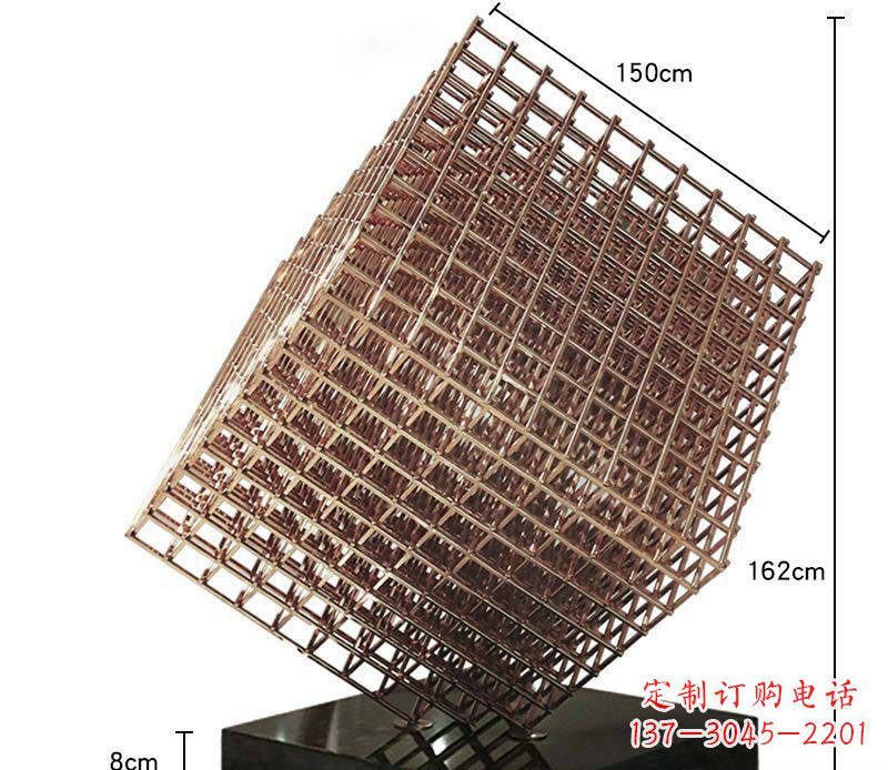 青海玫瑰金色几何雕塑