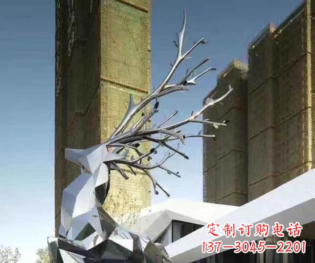 青海梅花鹿雕塑美丽的景观和动物雕塑