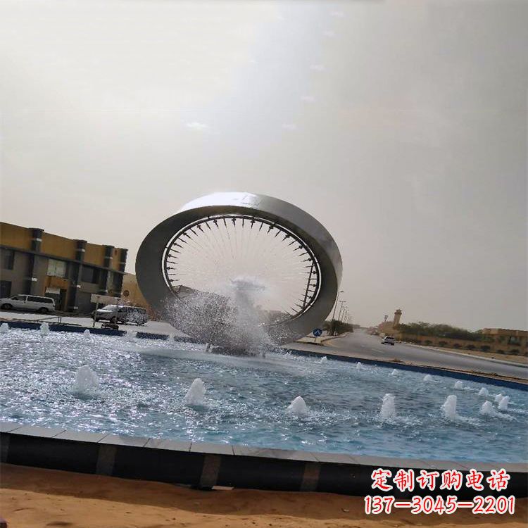 青海精美不锈钢喷泉雕塑,增添环形绿景魅力