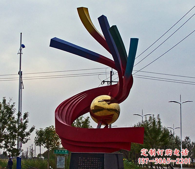 青海不锈钢飘带雕塑艺术与自然的完美结合