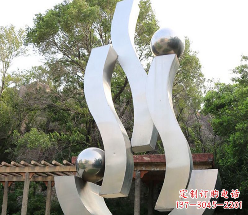 青海景观雕塑现代不锈钢飘带