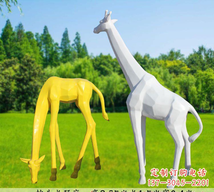 青海不锈钢长颈鹿雕塑完美结合美丽与耐久