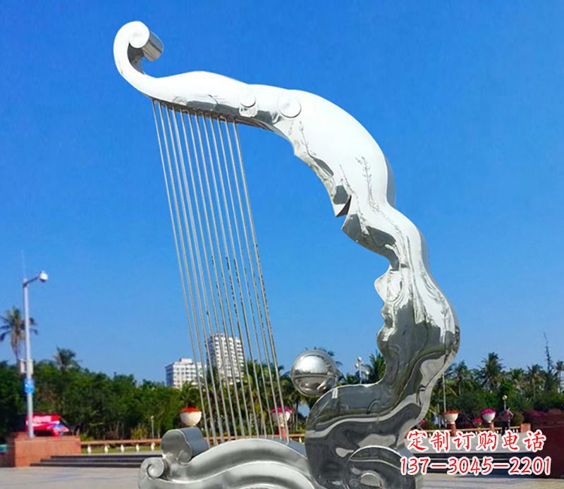 青海不锈钢竖琴雕塑——传承古典音乐之美