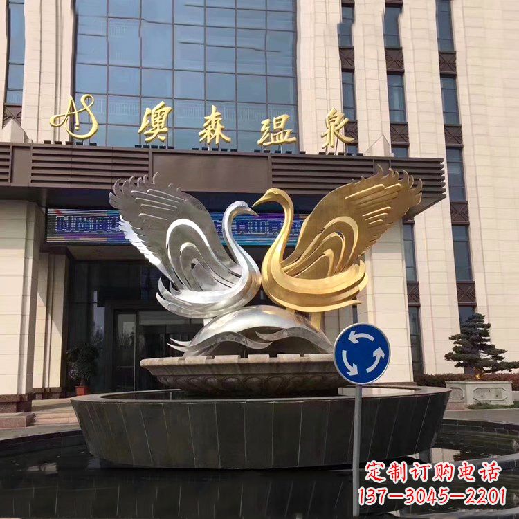 青海高贵而优雅不锈钢天鹅雕塑