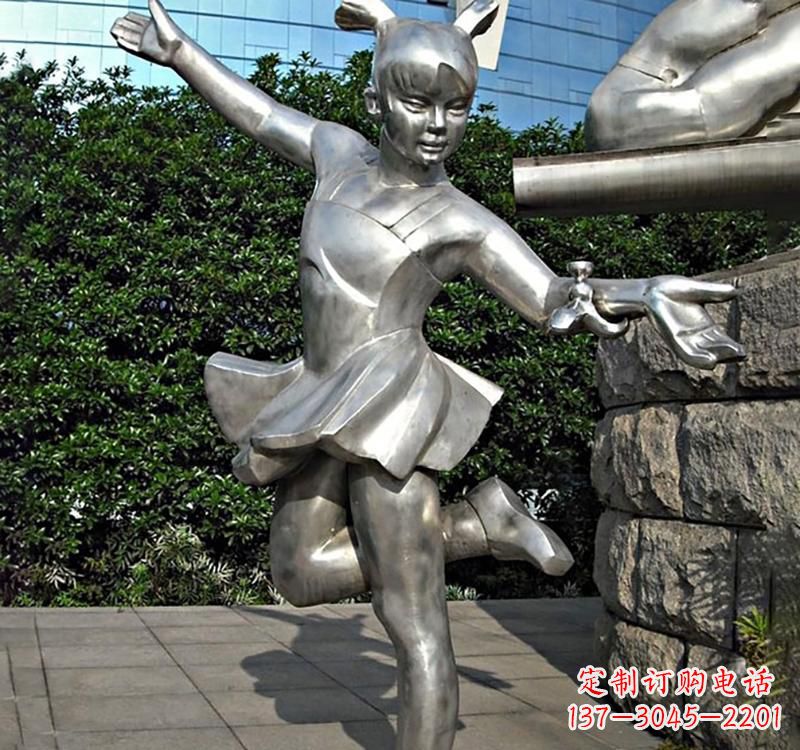 青海儿童雕塑不锈钢跳舞人物