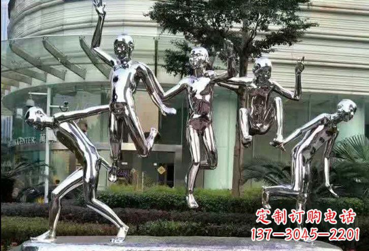 青海勇敢跳跃的儿童雕塑