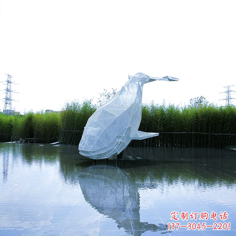 青海不锈钢网格鲸鱼水景景观雕塑