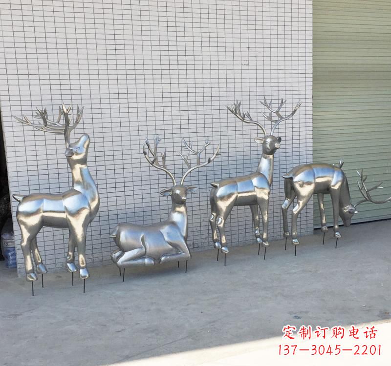 青海不锈钢梅花鹿雕塑传承美丽的自然