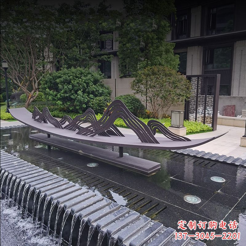 青海不锈钢小船假山抽象景观