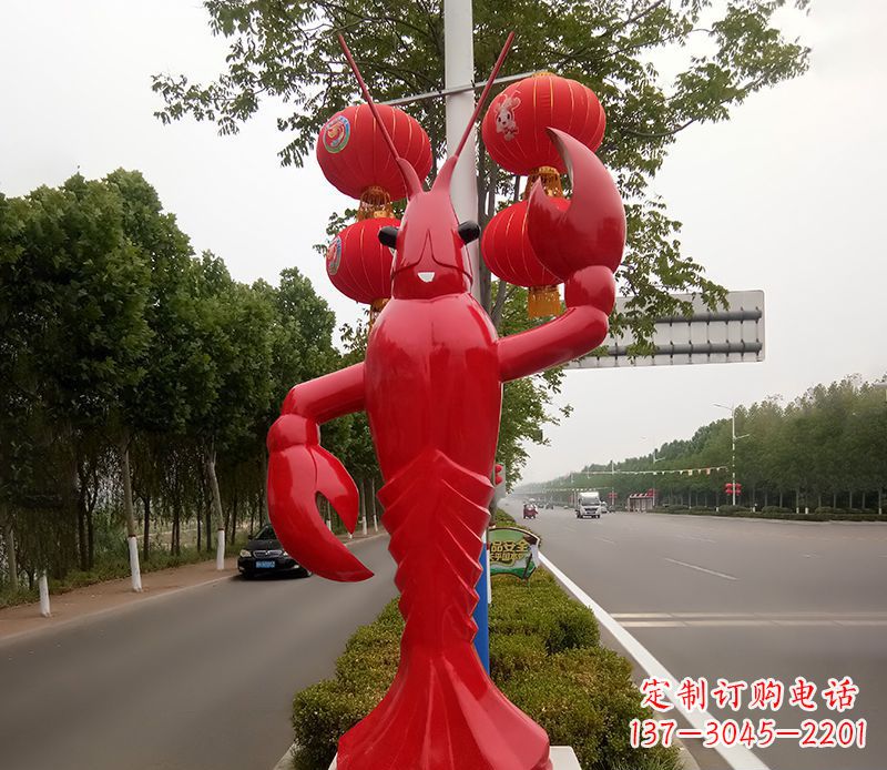 青海不锈钢小龙虾景观雕塑