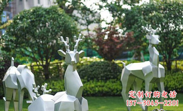 青海不锈钢小鹿抽象动物雕塑