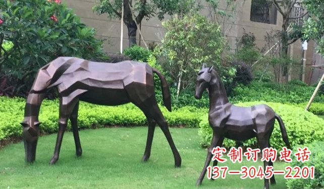 青海不锈钢小马园林景观雕塑