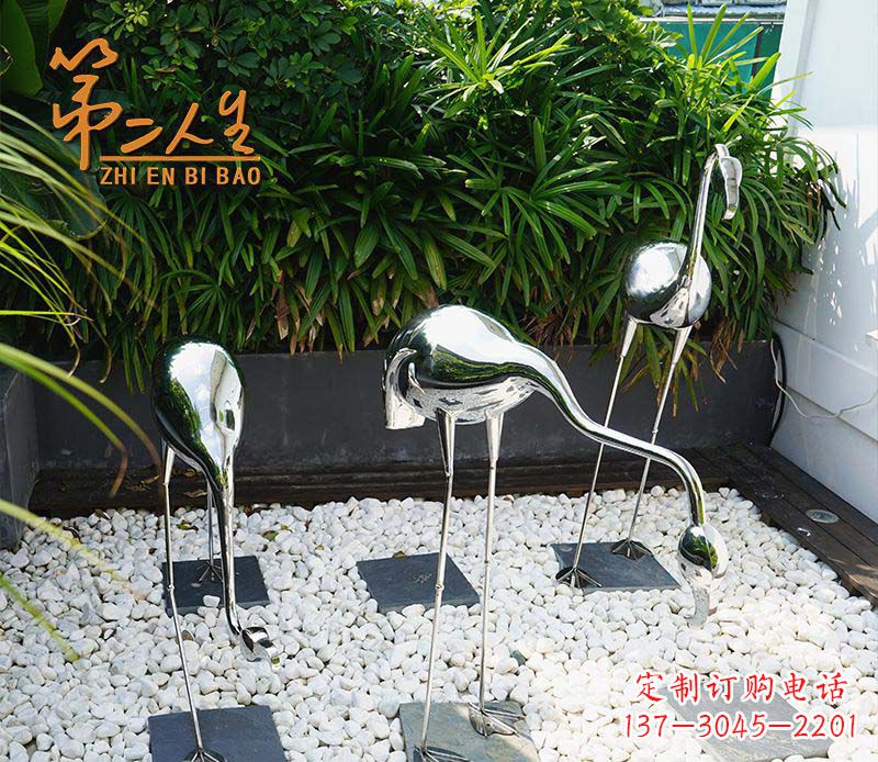 青海不锈钢仙鹤雕塑象征着吉祥和美景