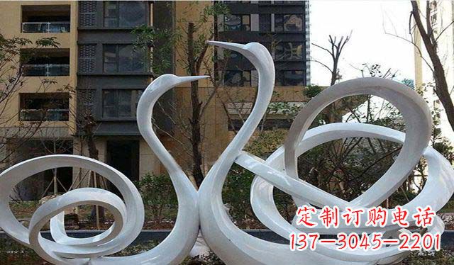 青海不锈钢小区美丽的天鹅雕塑